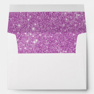 White with Purple Glitter Lined Envelope