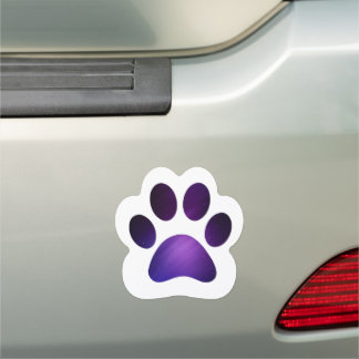 White with Purple Paw Print Car Magnet