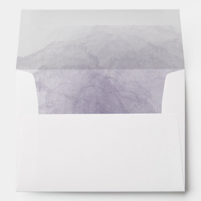 White with Purple Watercolor Lined Envelope (Back (Bottom))