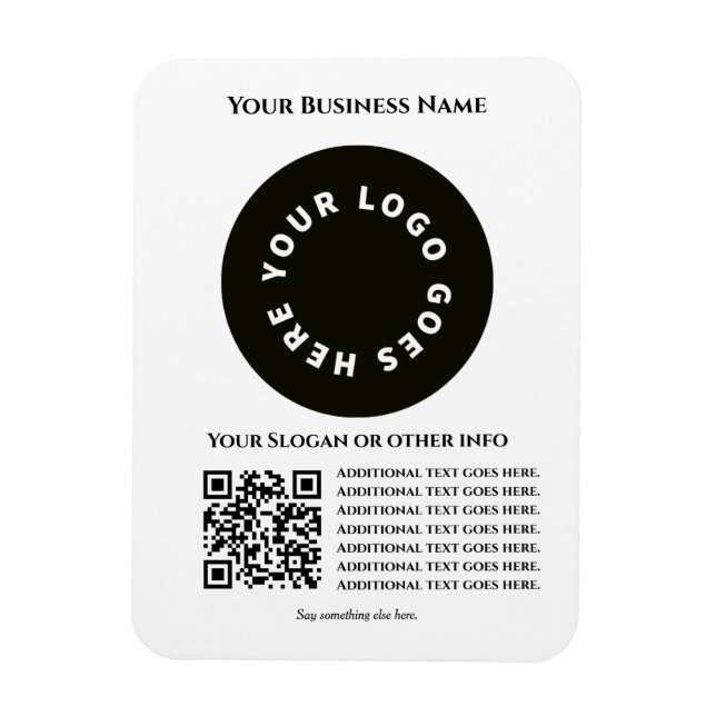 White with QR code add your own text and logo Magnet (Vertical)