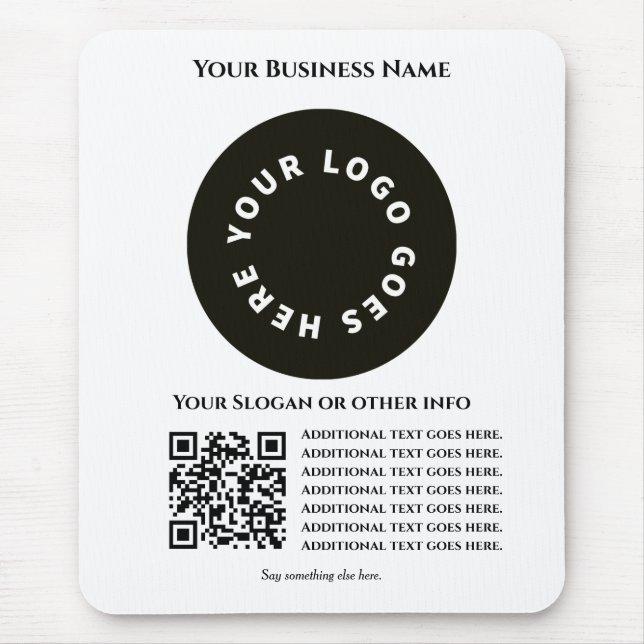 White with QR code add your own text and logo Mouse Pad (Front)