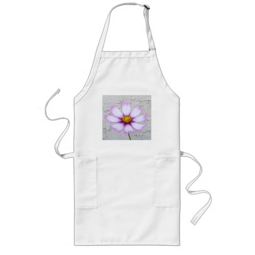 White with Red Edges Cosmos Flower Photo  Long Apron