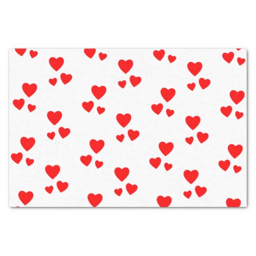 White with red hearts tissue paper