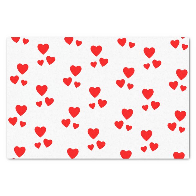 Tiny RED Hearts on White Tissue Paper # 461 ~ 10 Large Sheets 