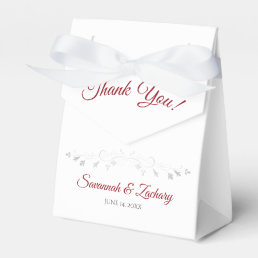 White with Red Simple Elegant Wedding Thank You Favor Boxes