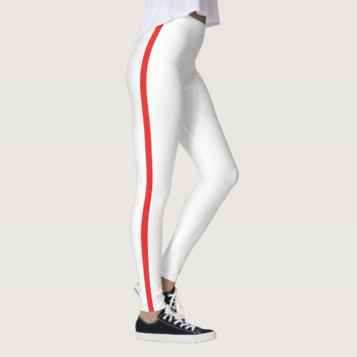 White with red stripe leggings