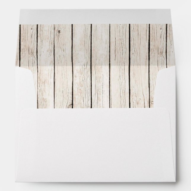 White with Rustic Wood Lined Envelope (Back (Bottom))
