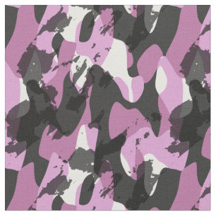 White with shades of pink and gray camo abstract fabric