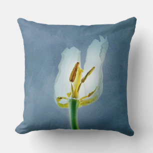 White withering tulip flower throw pillow