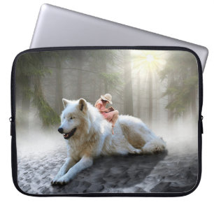 White Wolf and Child Laptop Sleeve