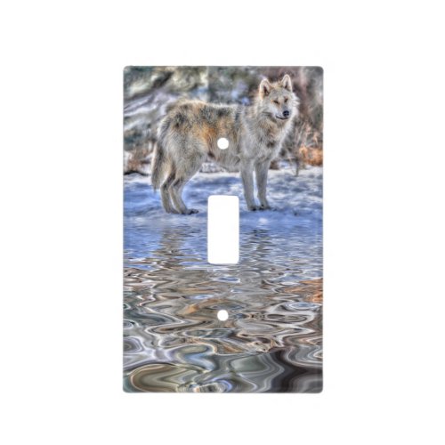 White Wolf and Snow Grey Wolf Wildlife Design Light Switch Cover