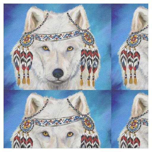 WHITE WOLF  ART FABRIC