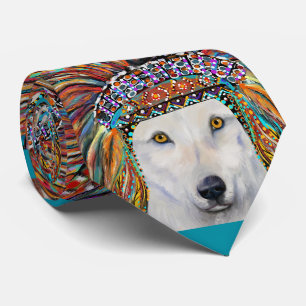 White Wolf Art Neck Tie