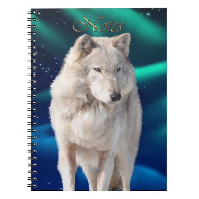 White Wolf & Aurora Wildlife-supporter Notebook (Front)