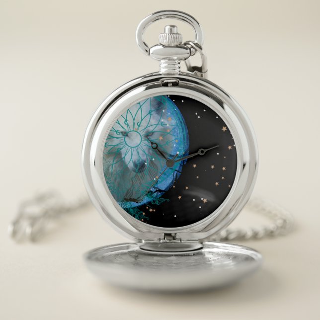 White Wolf Blue Moon Pocket Watch (Inside)