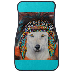 White Wolf Car Floor Mat