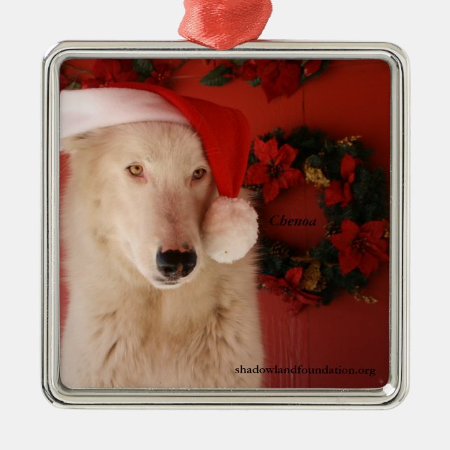 White Wolf Christmas Ornament (Front)