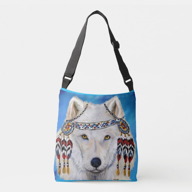 White Wolf Crossbody Bag (Front)