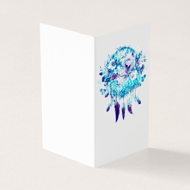 White Wolf Dreamcatcher Purple Blue Floral (Outside)