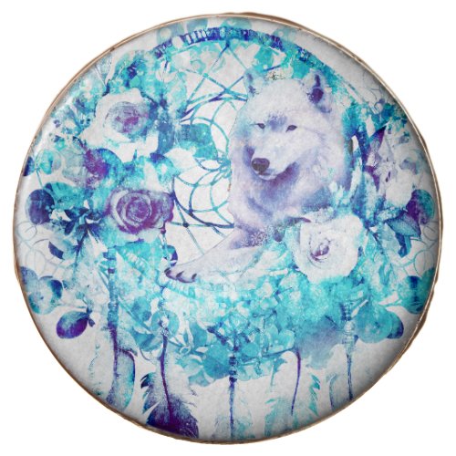 White Wolf Dreamcatcher Purple Blue Floral Chocolate Covered Oreo
