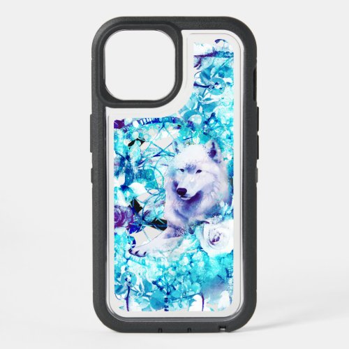 White Wolf Dreamcatcher Purple Blue Floral iPhone 15 Case