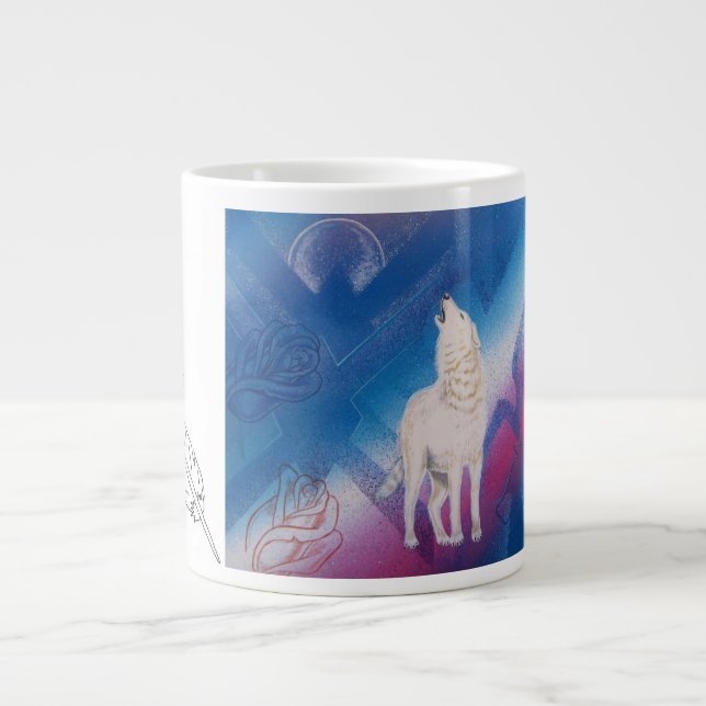 white wolf giant coffee mug (Front)
