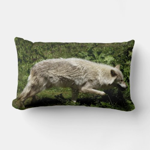 White Wolf Grey Wolf in the Wilderness Lumbar Pillow