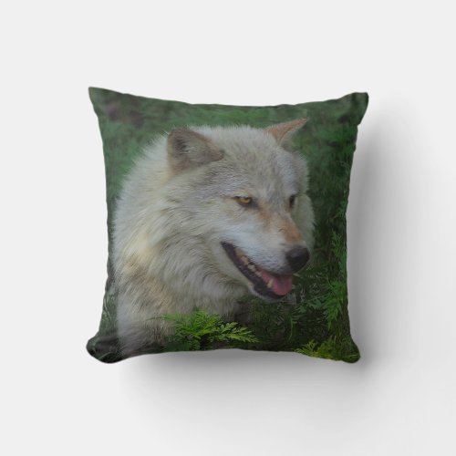 White Wolf Grey Wolf Wild Animal Throw Pillow