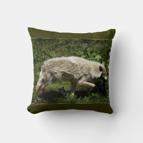 White Wolf Grey Wolf Wild Animal Throw Pillow