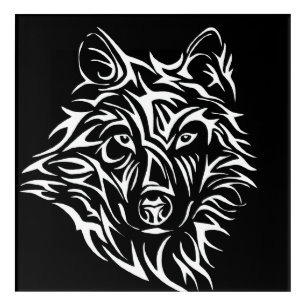 White Wolf Head on Black Acrylic Print