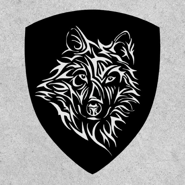 White Wolf Head on Black  Patch (Front)