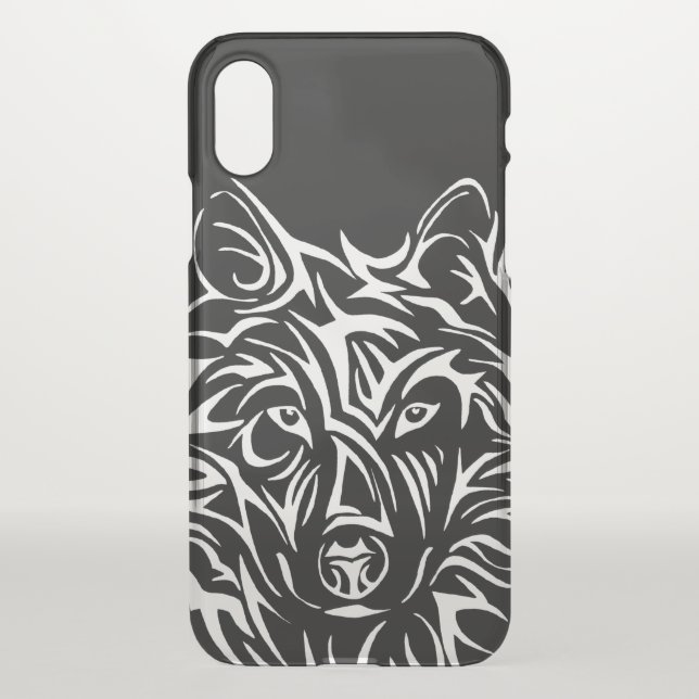 White Wolf Head on Black  Uncommon iPhone Case (Back)