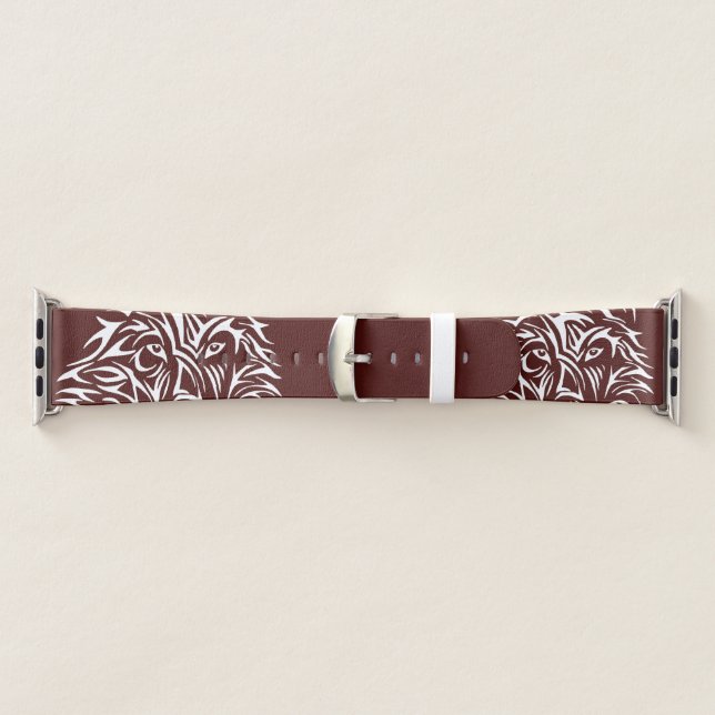 White Wolf Head on Blood Red Apple Watch Band (Band)