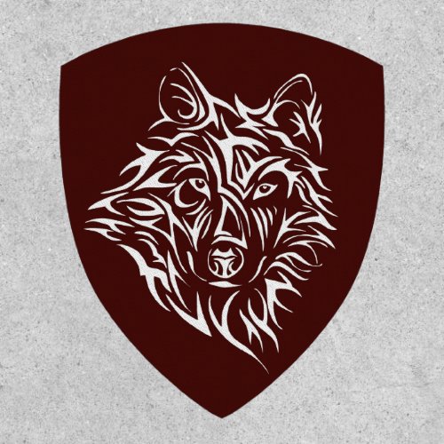 White Wolf Head on Blood Red Patch