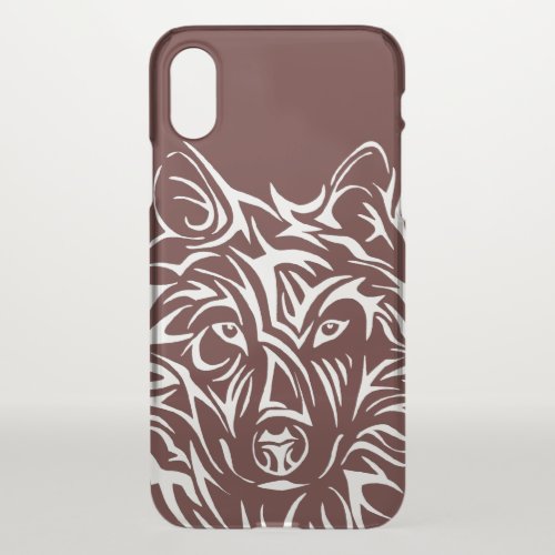 White Wolf Head on Blood Red iPhone X Case