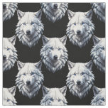 White Wolf Head Pattern Design  Fabric