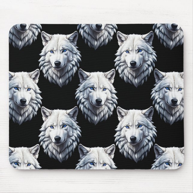 White Wolf Head Pattern Design  Mouse Pad (Front)