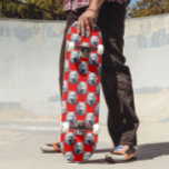 White Wolf Head Pattern Design - Red  Skateboard<br><div class="desc">White Snow Wolf Head Seamless Repeat Pattern Design on Red Background</div>