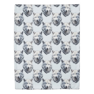White Wolf Head Pattern Design - White  Duvet Cover