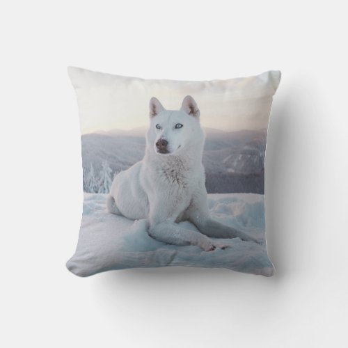 White Wolf Image Cushion