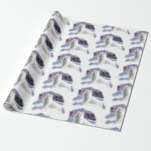 White wolf in snow wrapping paper