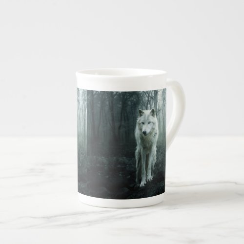 White Wolf in the forest Bone China Mug