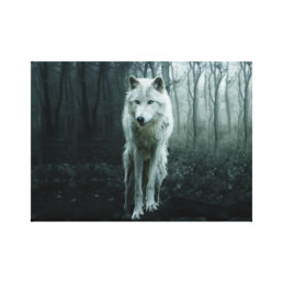 White Wolf in the forest Canvas Print