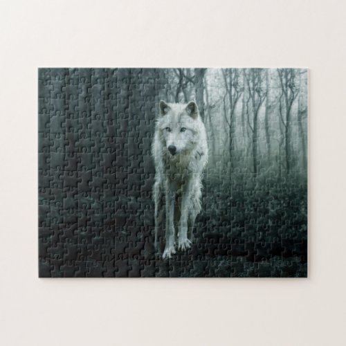 White Wolf in the forest Jigsaw Puzzle