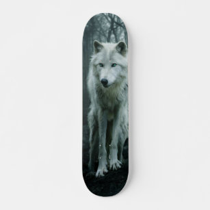 White Wolf in the forest Skateboard