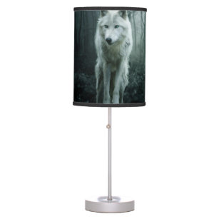 White Wolf in the forest Table Lamp