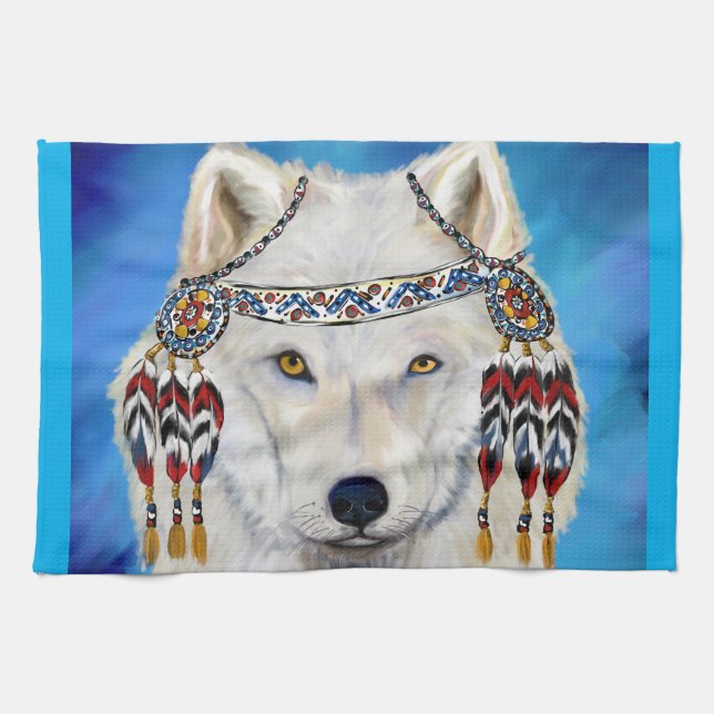 White Wolf Kitchen Towel (Horizontal)