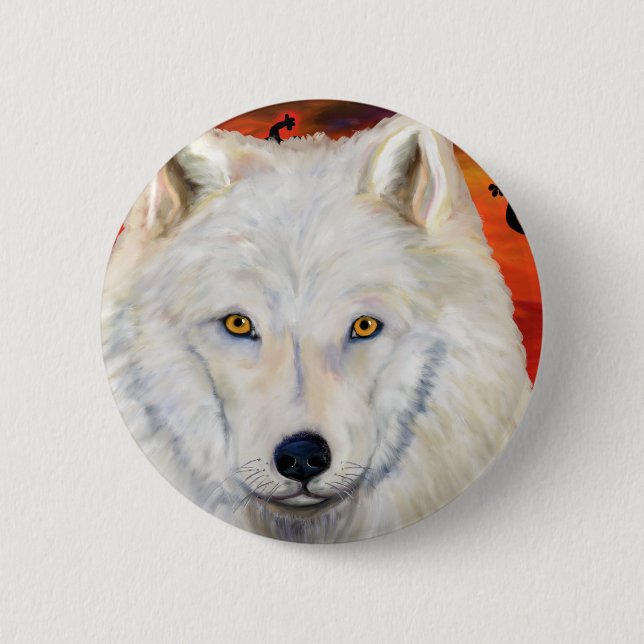 White  Wolf  Kokopelli Button (Front)