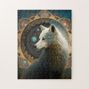 White Wolf Mandala Jigsaw Puzzle