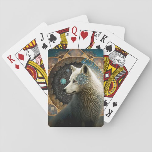 White Wolf Mandala Playing Cards